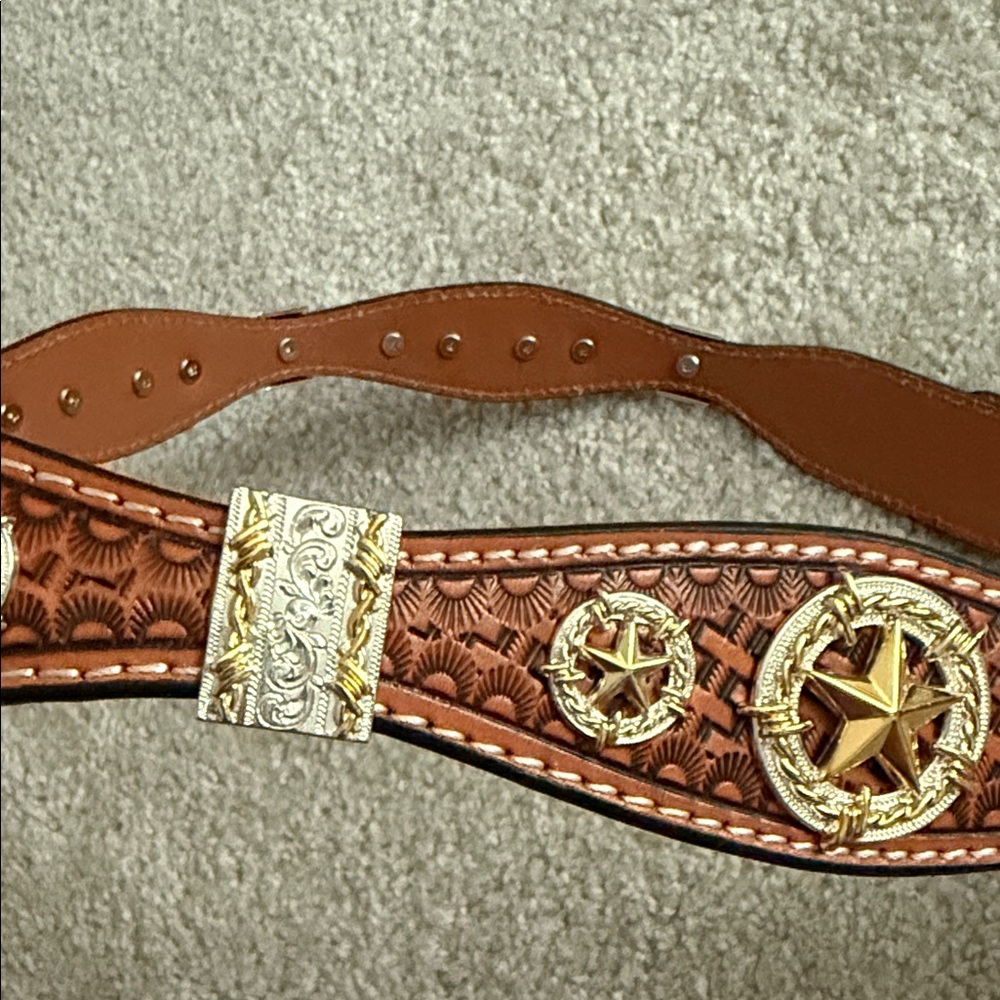 Nocona Brown and Silver Western Belt for men - Picture 6 of 7